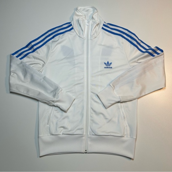 adidas Tops - Adidas Originals Firebird Track Jacket White Blue Three Stripes Trefoil